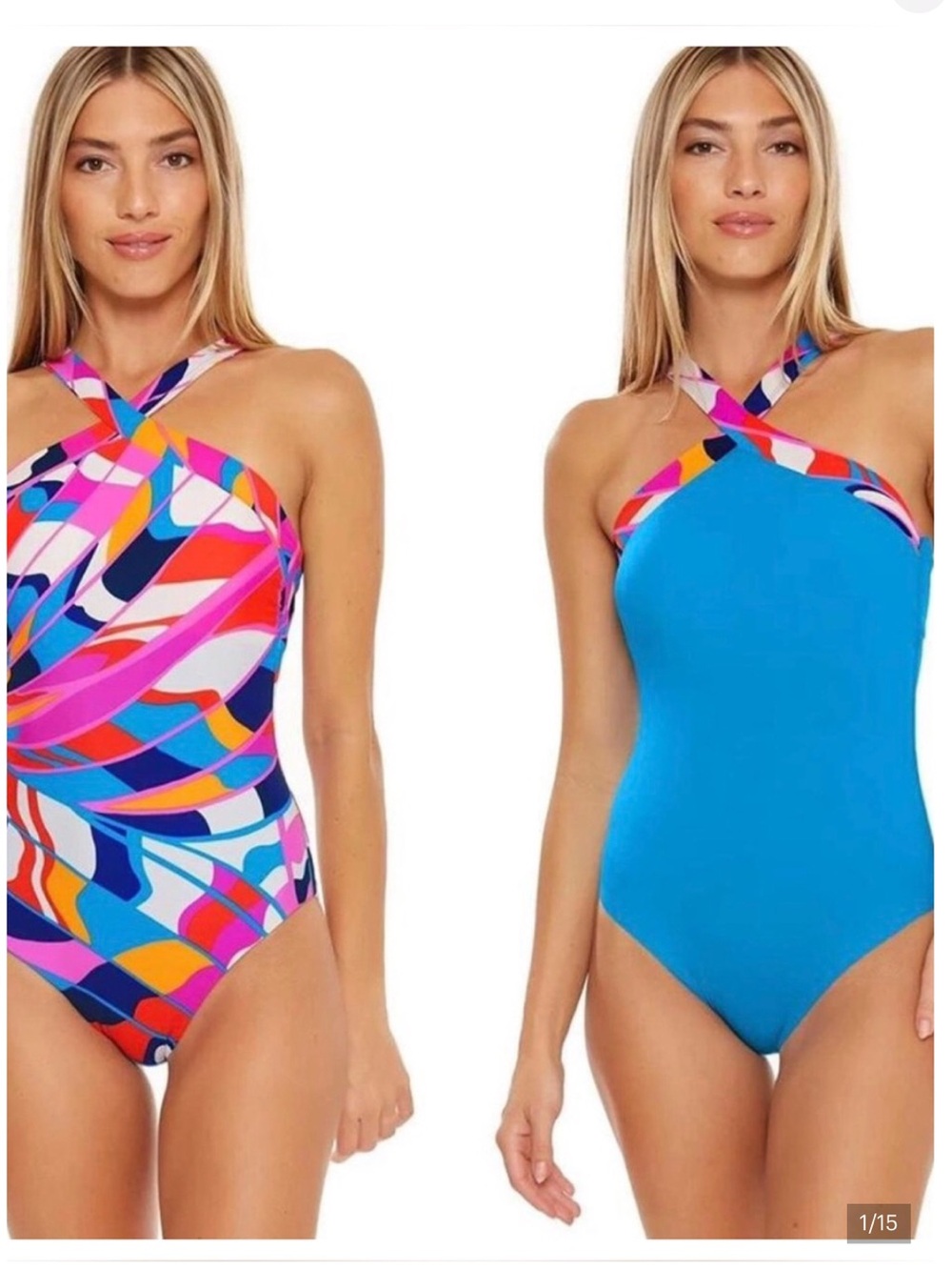Trina Turk Rio Reversible High Neck One Piece Swimsuit Size 14